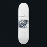 Personalized Script Name Wolf Pack Skateboard<br><div class="desc">Your name in a trendy script style font with a watercolor pack of wild wolves on the run.</div>