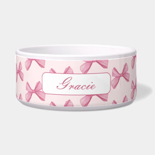 Personalized Script Pink Bow Dog