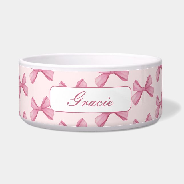 Personalized Script Pink Bow Dog (Front)