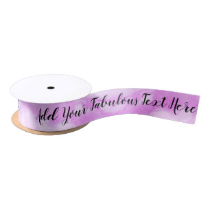 Personalized script text elegant chic purple satin ribbon