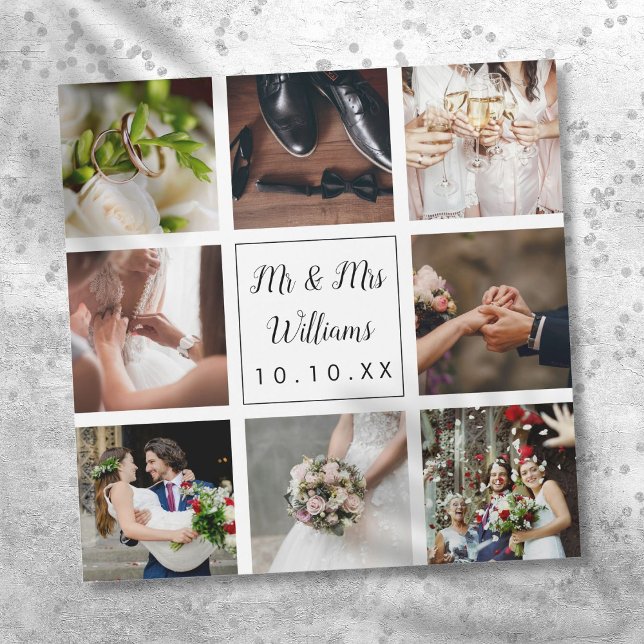 Personalized Script Wedding Photo Collage Magnet (Personalized Script Wedding Photo Collage)