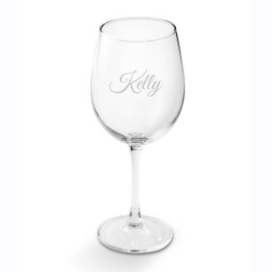 Personalized Script White Wine Glass