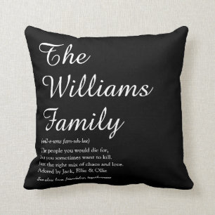 Personalized Script Your Family Definition Throw Pillow