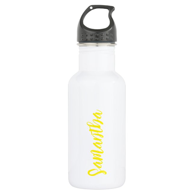 Personalized Script Your Name Neon Yellow Party 532 Ml Water Bottle (Front)