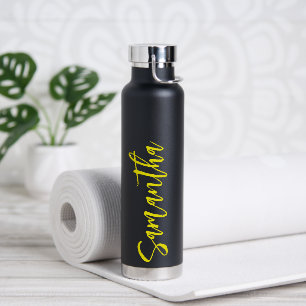 Personalized Script Your Name Neon Yellow Party 53 Water Bottle