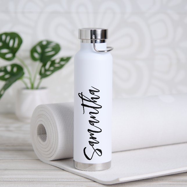 Personalized Script Your Name Party Black Water Bo Bottle (Yoga)