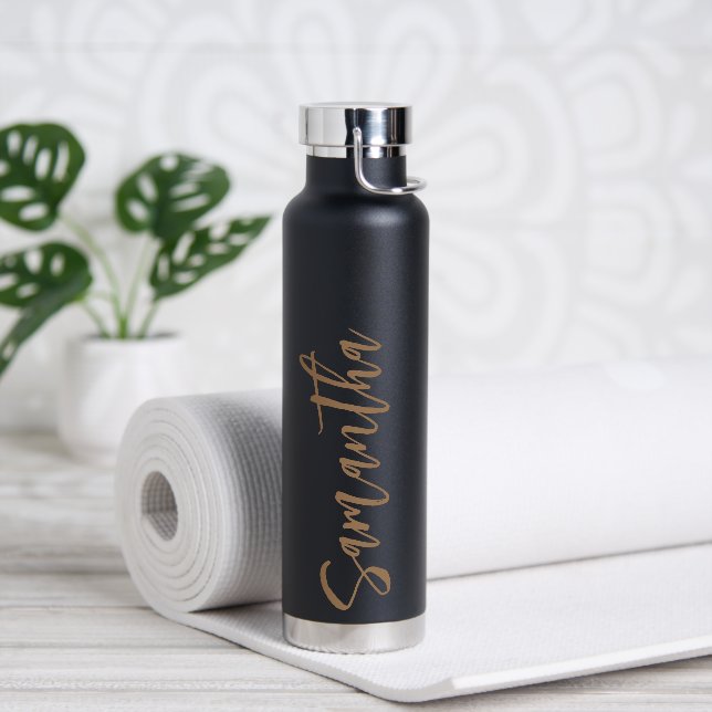 Personalized Script Your Name Party Gold Water Bottle (Yoga)