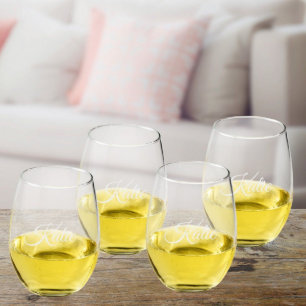 Personalized Scripted Stemless Wine Glass Set