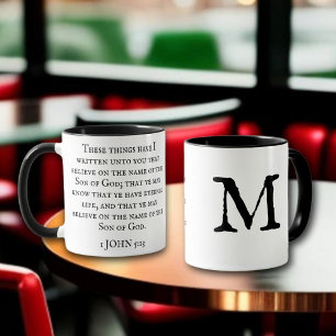 Personalized Scripture 1 John 5:13 Monogram  Mug
