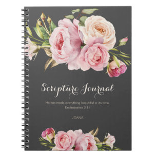 Personalized Scripture Journal Watercolor Flowers