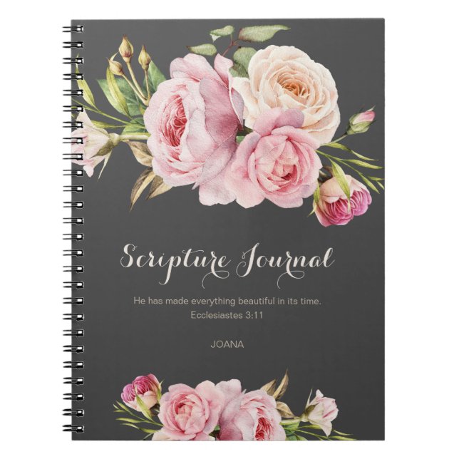 Personalized Scripture Journal Watercolor Flowers (Front)