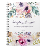 Personalized Scripture Journal Watercolor Flowers