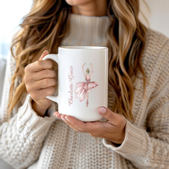 Personalized Scripty Pink Ballerina Coffee Mug (Creator Uploaded)
