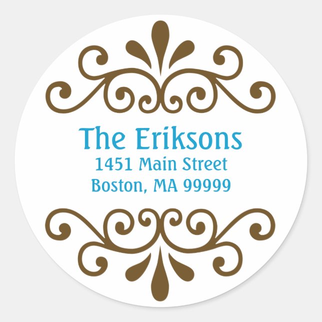 Personalized Scroll Address Labels in Aqua (Front)