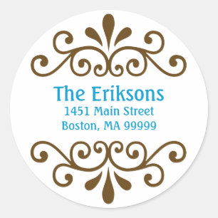 Personalized Scroll Address Labels in Aqua