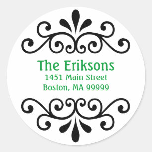 Personalized Scroll Address Labels in Green