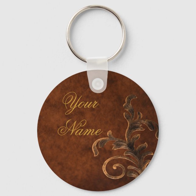 Personalized Scroll Leaf Keychain (Front)