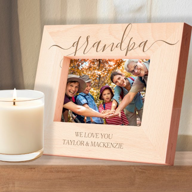 Personalized Scroll Typography Etched Frames (Personalized Scroll Typography Etched Frames by Ricaso. Change text or leave as Grandpa. Gift ideas)