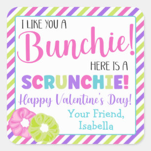 Personalized Scrunchie Valentine's Day  Square Sticker