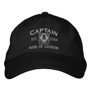 Personalized Sea Captain Nautical Crossbones Skull Embroidered Hat