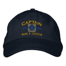 Personalized Sea Captain Nautical Monogram &amp; more Embroidered Hat