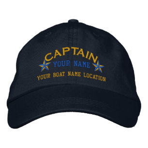 Personalized Sea Captain Stars Ball Cap Embroidery