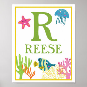 Personalized Sea Creatures Kids' Art Print Set