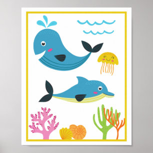 Personalized Sea Creatures Kids' Art Print Set