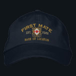 Personalized Sea First Mate Nautical Canadian Flag Embroidered Hat<br><div class="desc">A classic crossed anchors nautical style with a Canadian flag applique,  a custom personalized embroidered cap for a first mate of special occasions. 
 
 


 
Use the "Ask this Designer" link to contact us with your special design requests or for some assistance with any of your customization needs.</div>