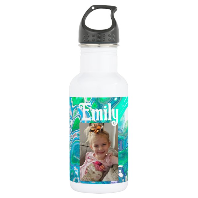 Personalized Sea Glass Digital Abstract Art   532 Ml Water Bottle (Front)