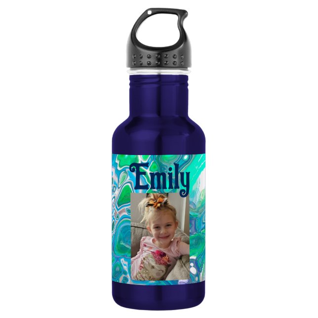 Personalized Sea Glass Digital Abstract Art   532 Ml Water Bottle (Front)