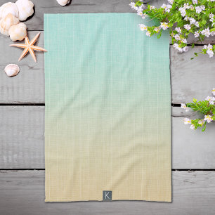 Personalized Sea Green Sand Orange Beach Kitchen Towel