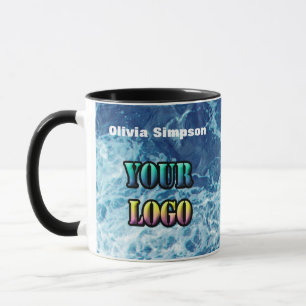 Personalized sea ocean waves navy blue nature wate mug