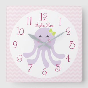 Personalized Sea Sweeties Octopus Nursery Clock