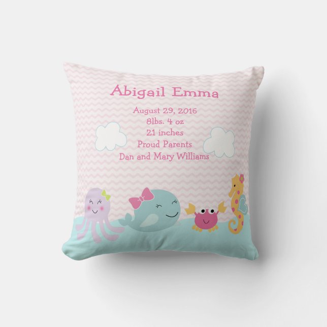 Personalized Sea Sweeties Pillow Keepsake (Front)
