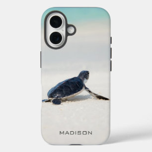 Personalized Sea Turtle Beach Custom Photo Name iPhone 16 Case