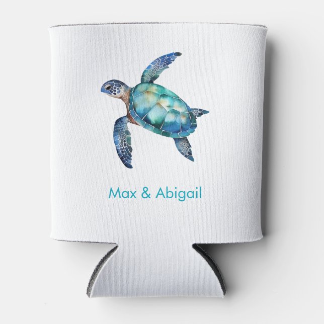 Personalized Sea Turtle  Can Cooler (Front)
