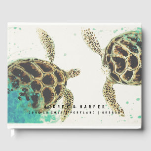 © Personalized Sea Turtle Love Wedding Guest Book