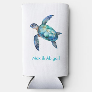 Personalized Sea Turtle  Seltzer Can Cooler
