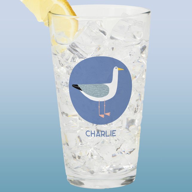 Personalized Seagull Glass (Personalized name seagull glass tumbler)