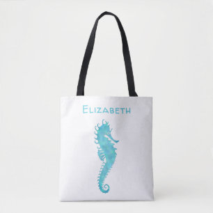 Personalized Seahorse Tote Bag