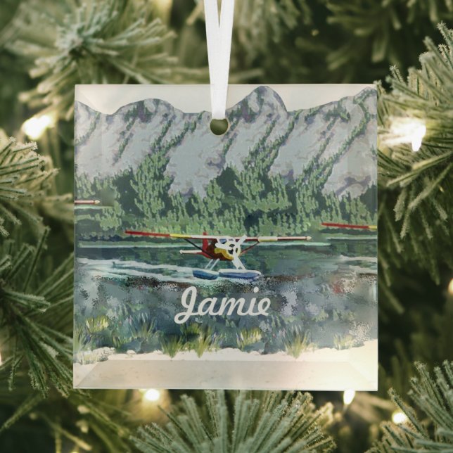 Personalized Seaplane Glass Ornament (Insitu)