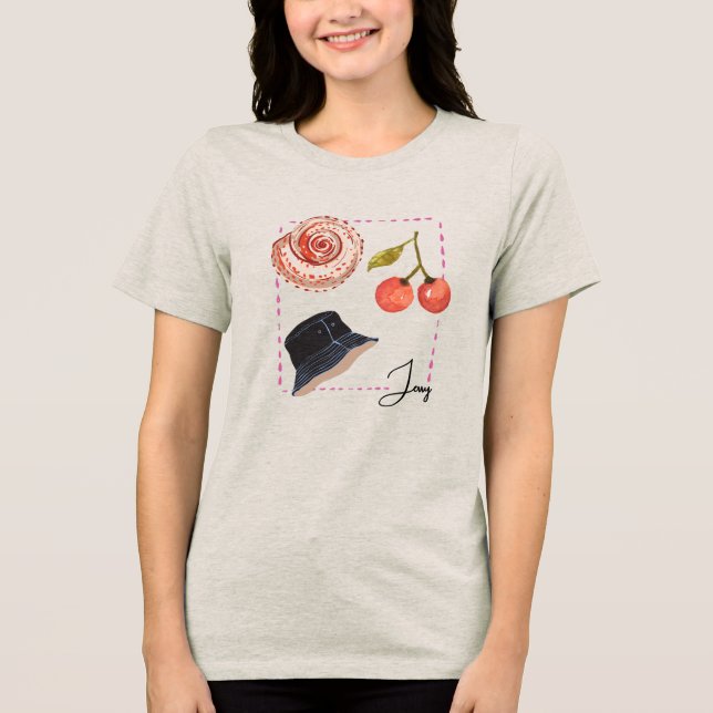 Personalized Seashell & Cherry  Fisher-Inspired Tri-Blend Shirt (Front)