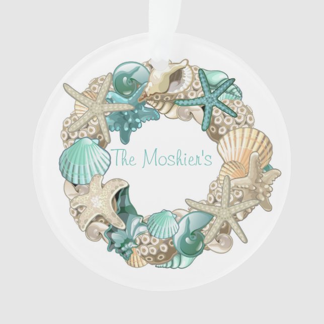 Personalized Seashell Wreath Ornament (Front)
