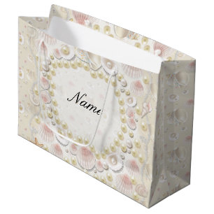 Personalized Seashells and Pearls Large Gift Bag