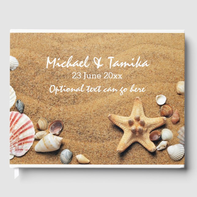 Personalized Seashells on the Beach Wedding Guest  Book (Front)