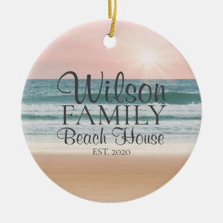 Personalized Seaside Beach House Ceramic Ornament
