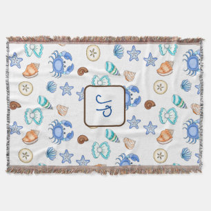 Personalized Seaside Beach Themed Boy's  Throw Blanket