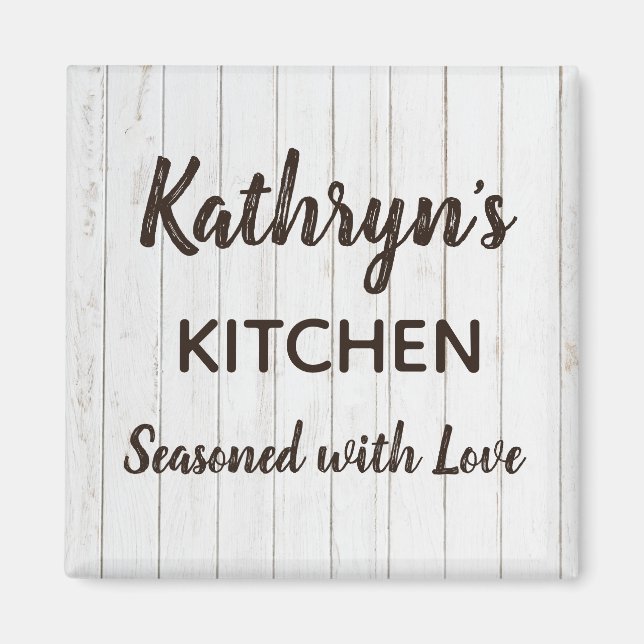 Personalized "Seasoned with Love" Kitchen Magnet (Front)