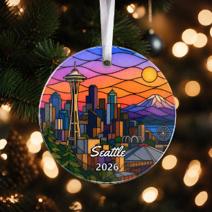 Personalized Seattle Acrylic Ornament, Custom Wash Ornament